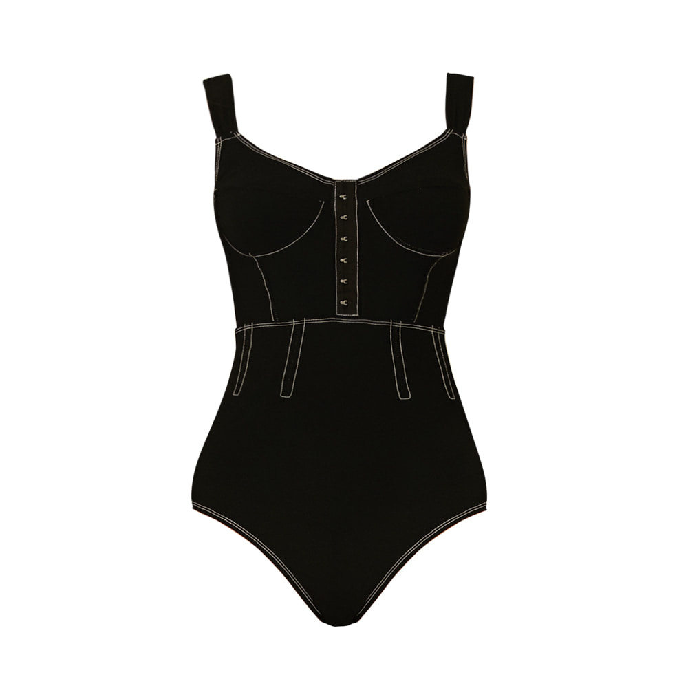 QUA VINO - [현재분류명] - 最小渐强黑色紧身胸衣风格的泳衣